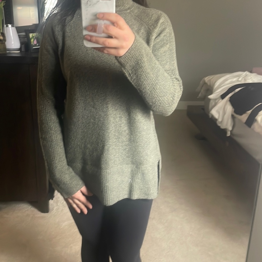 Dark green turtleneck tunic sweater
